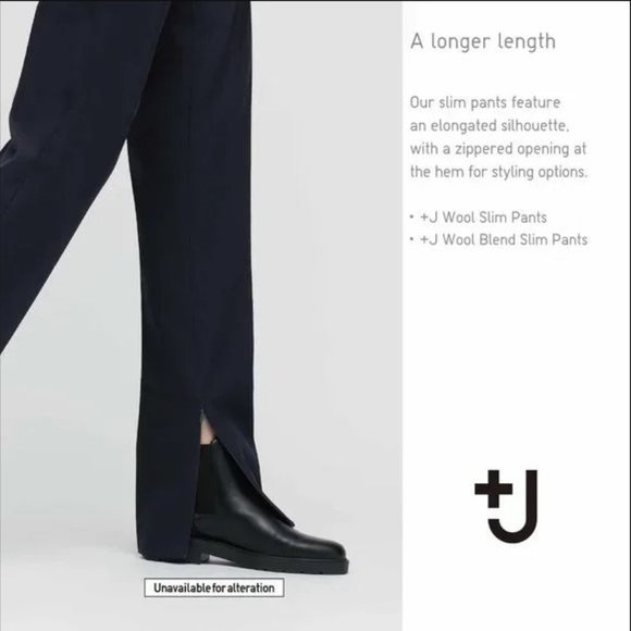 Jil Sander / Uniqlo +J - Women Dark Navy Wool Split Hem Trouser Slim Pant SZ 0 - Picture 1 of 17